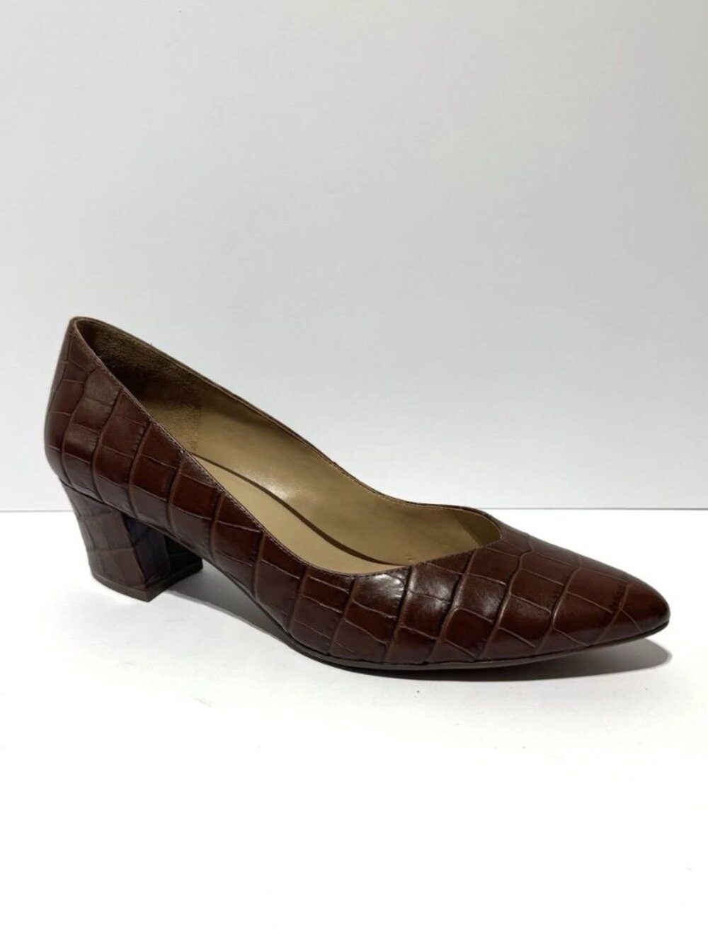 Naturalizer Womens Mali Pump Heels Brown Croc Size 12W